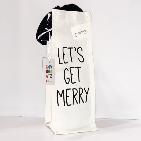 3/$12 Wine Canvas Bag ‘LET’S GET MERRY’ NWT - Picture 1 of 6